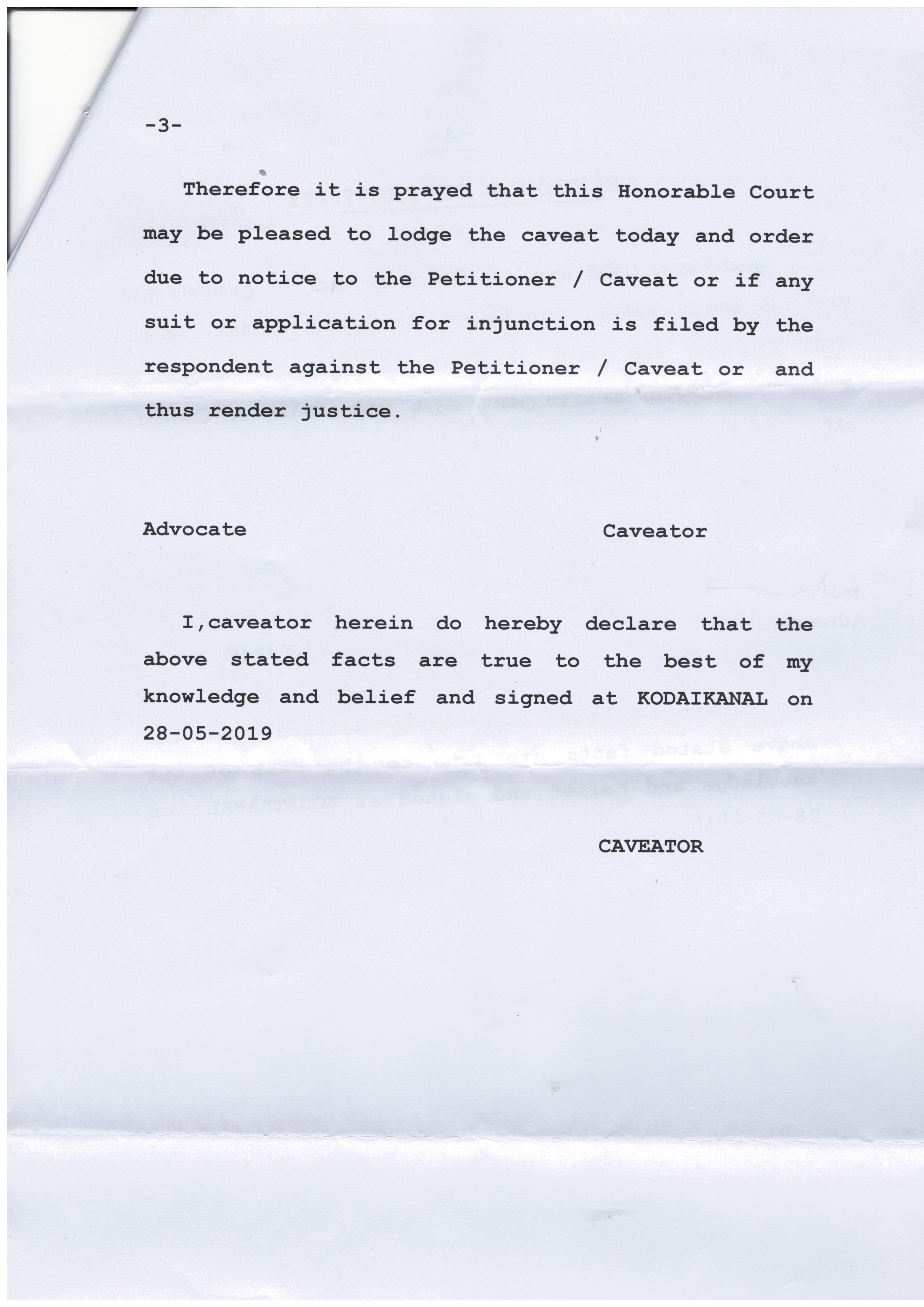IELC rewriting the own history in Kodaikanal – Rev. T. Devadass (Retd.) Caveat – in three court namely Palani, Dindigul and Kodaikanal and Mrs. Therasa Devadass letter — 3/17