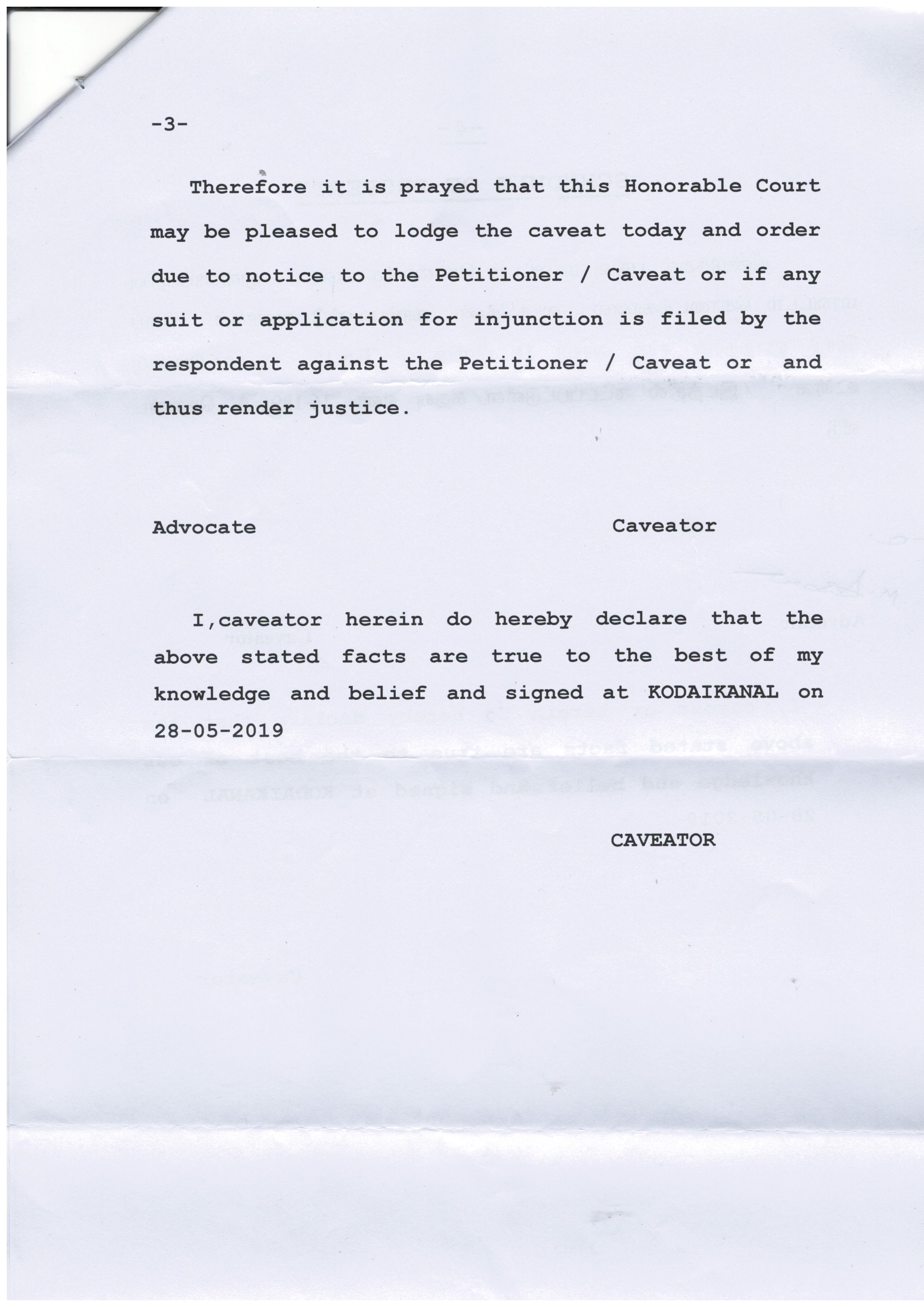 IELC rewriting the own history in Kodaikanal – Rev. T. Devadass (Retd.) Caveat – in three court namely Palani, Dindigul and Kodaikanal and Mrs. Therasa Devadass letter — 8/17