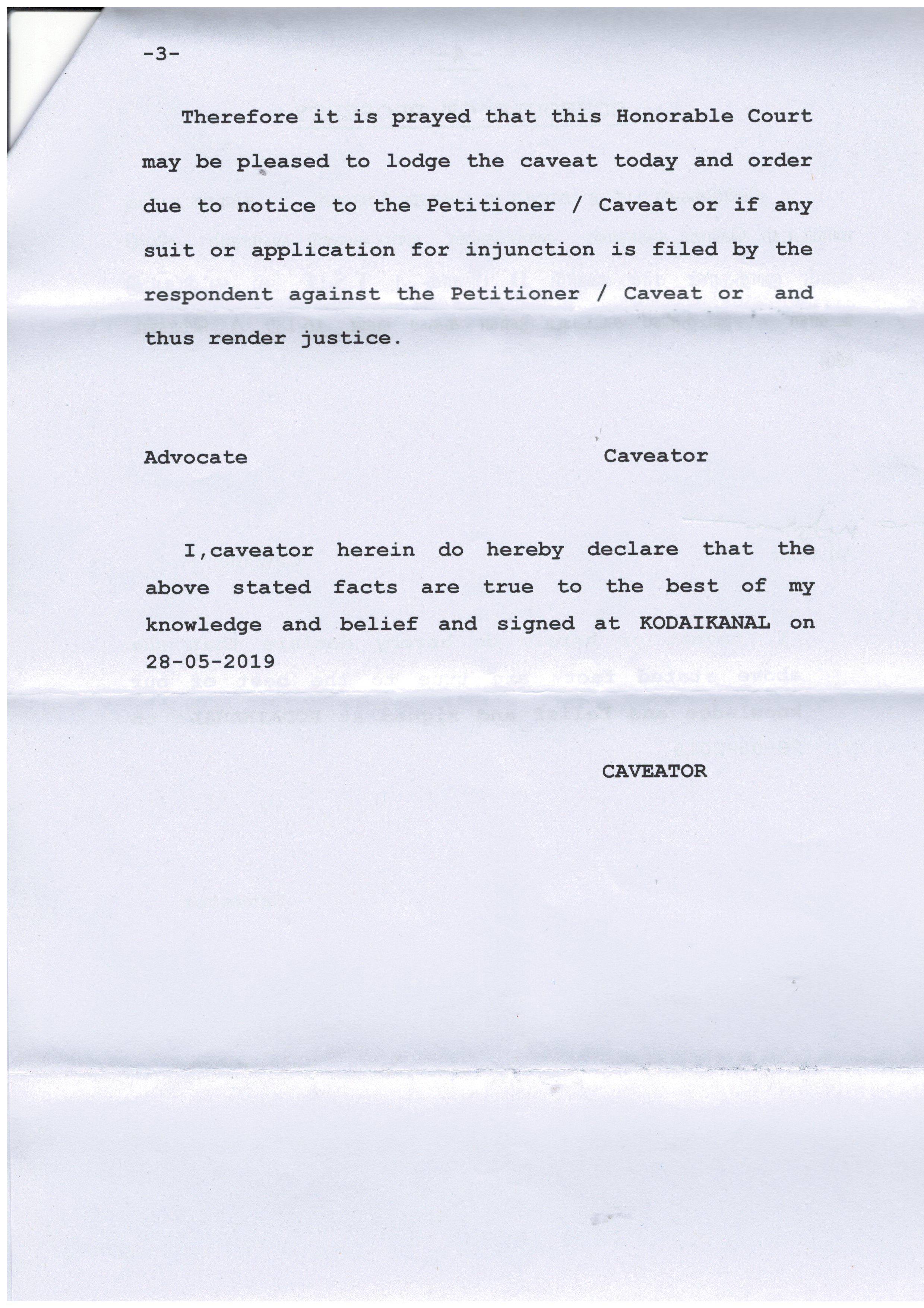 IELC rewriting the own history in Kodaikanal – Rev. T. Devadass (Retd.) Caveat – in three court namely Palani, Dindigul and Kodaikanal and Mrs. Therasa Devadass letter — 13/17