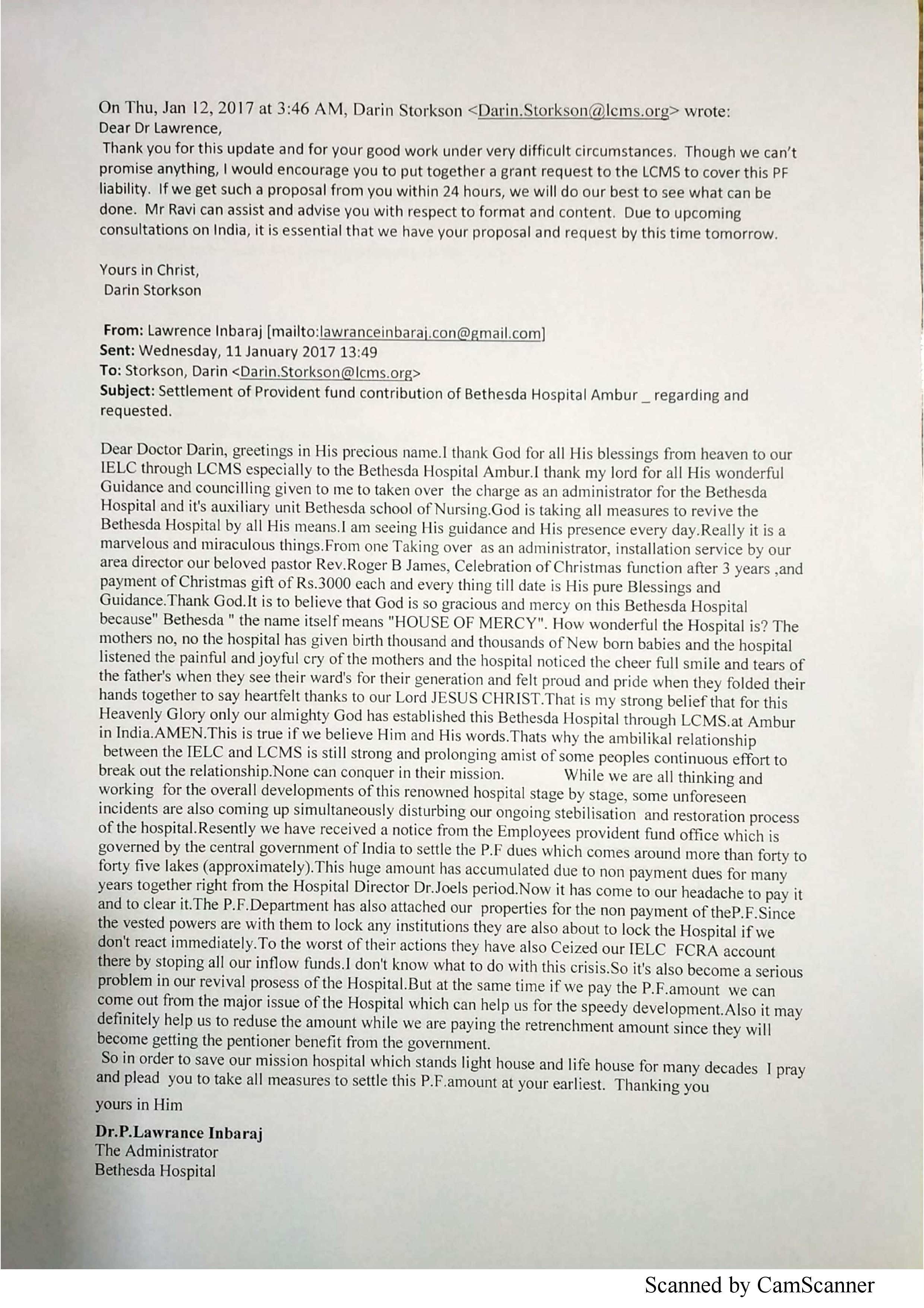 Reply mail sent to Mr. Lawrence Inbaraj and Mr. Elliah Charles, Ambur & Reply received from them — 12/14