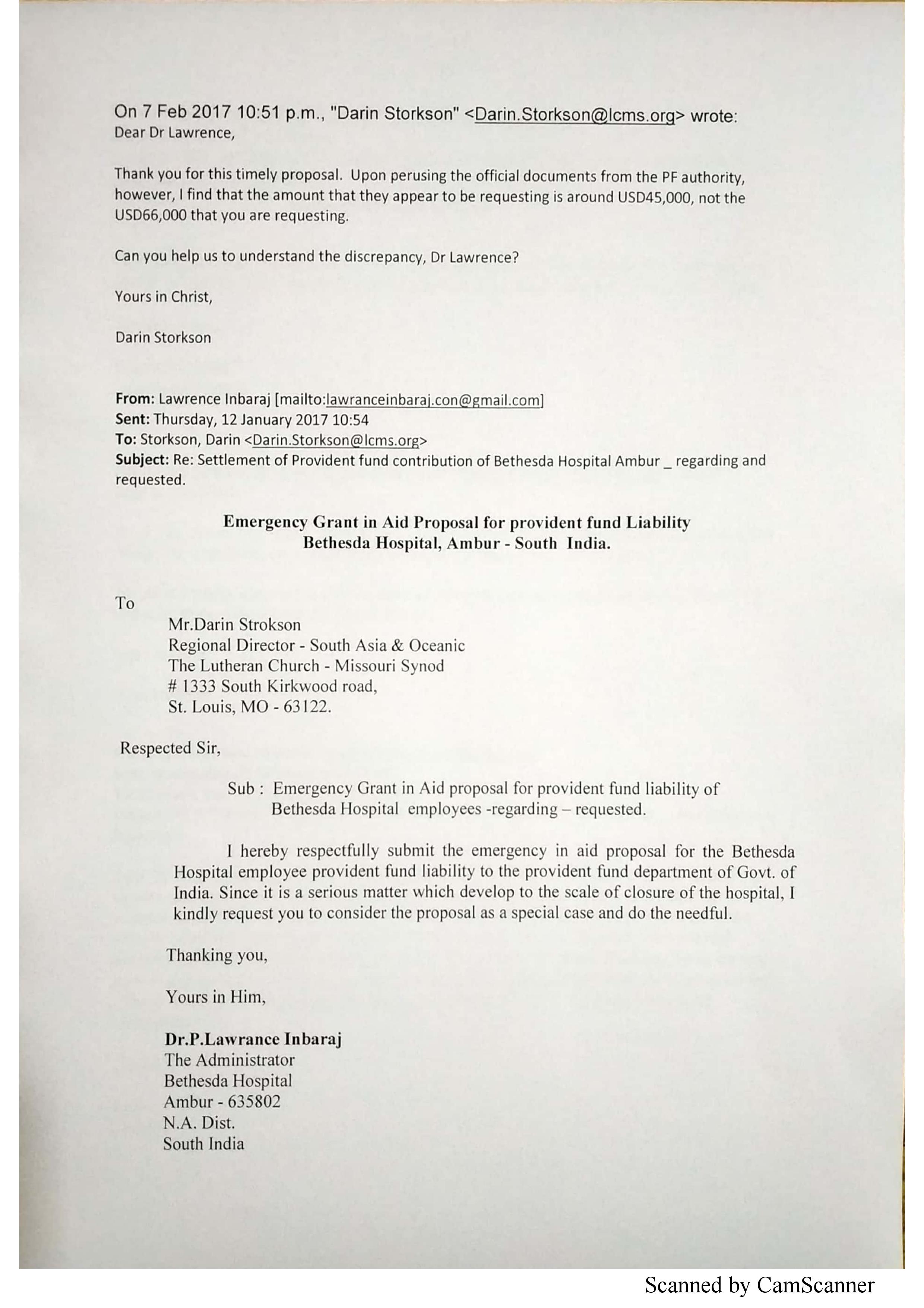 Reply mail sent to Mr. Lawrence Inbaraj and Mr. Elliah Charles, Ambur & Reply received from them — 13/14