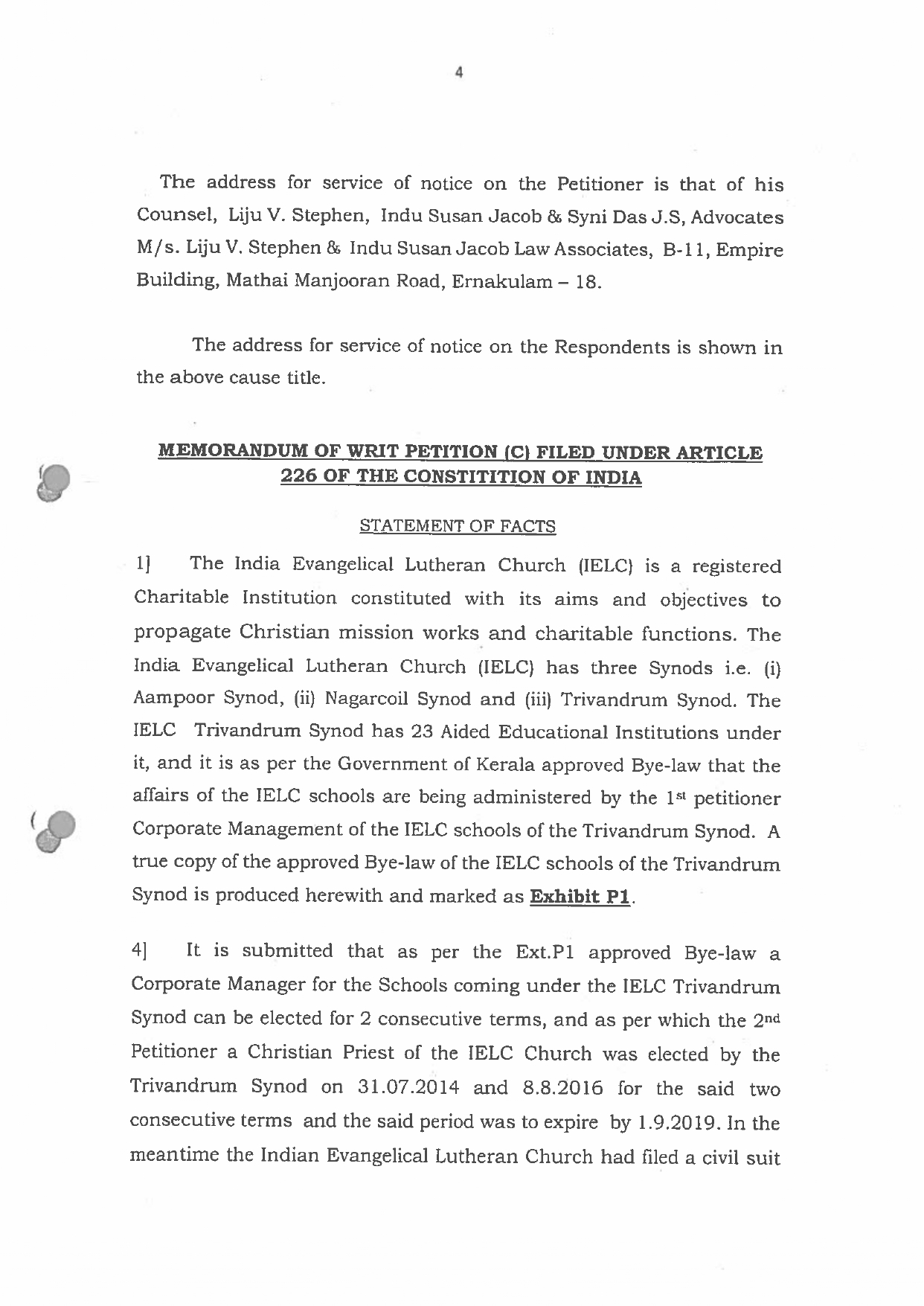 Memorandum of Writ Petition in W.P.(c) No. 8860 of 2022 filed by Rev ...