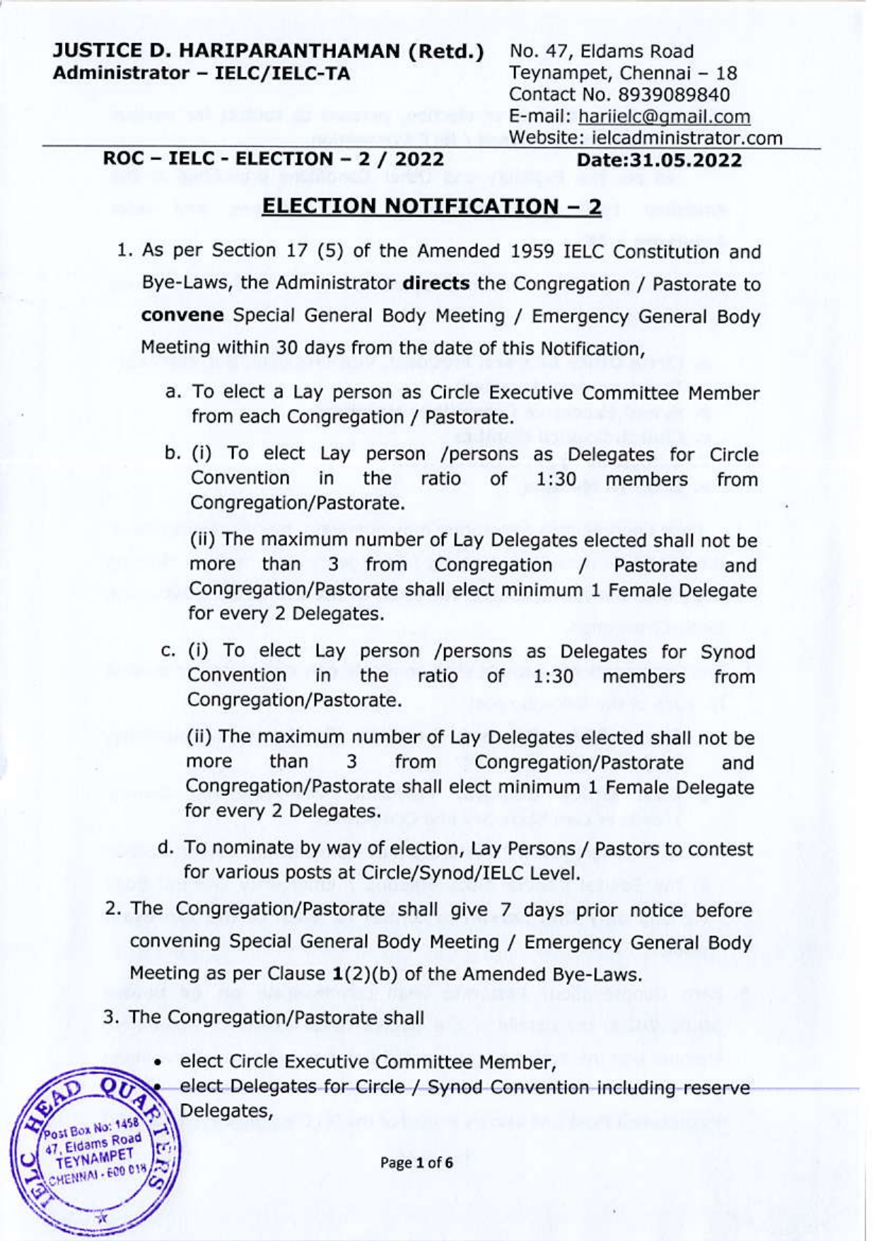 ELECTION NOTIFICATION 2 IELC Online